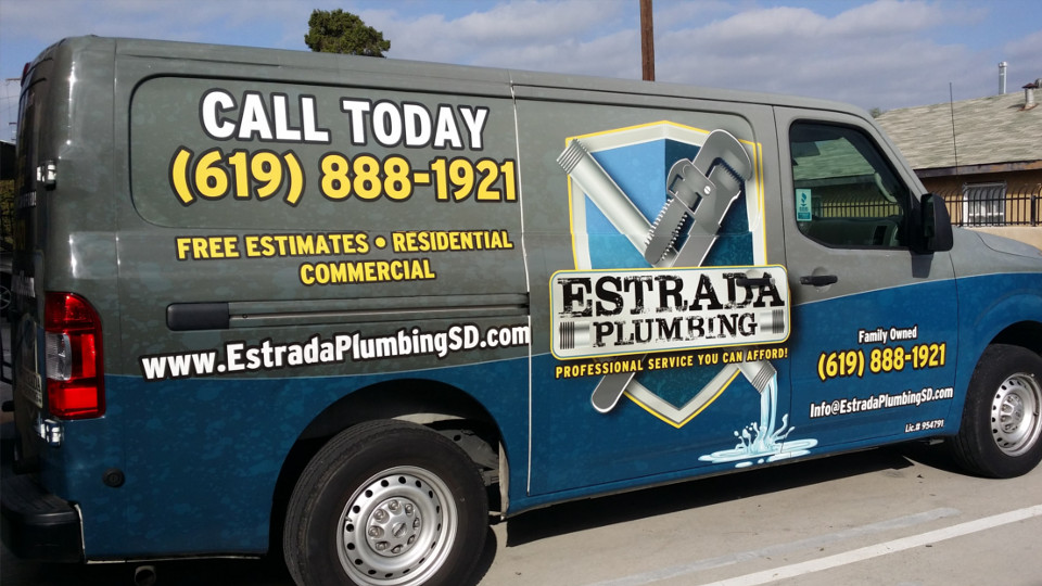 estrada plumbing nissan nv advertising wrap